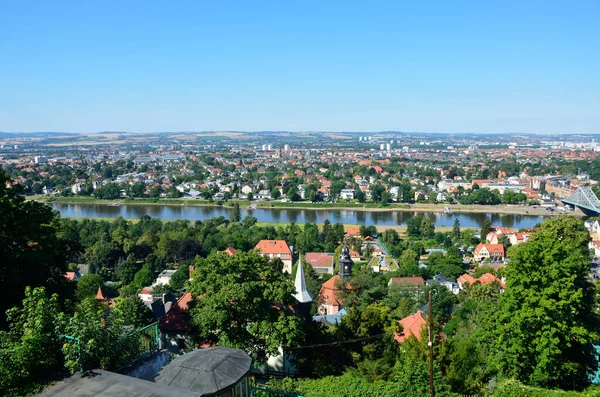 Vista Desde Colina Ciudad Dresde Estado Sajonia Alemania Casas Edificios — Foto de Stock
