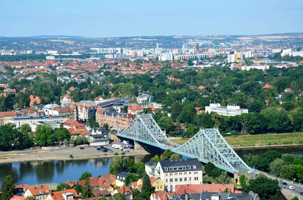 Vista Desde Colina Ciudad Dresde Estado Sajonia Alemania Casas Edificios — Foto de Stock