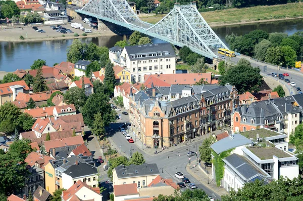 Vista Colina Cidade Dresden Estado Saxônia Alemanha Casas Edifícios Residenciais — Fotografia de Stock