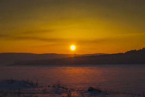 Zonsondergang Siberië Rusland — Stockfoto