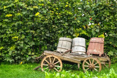 Antika ahşap varil arabası.