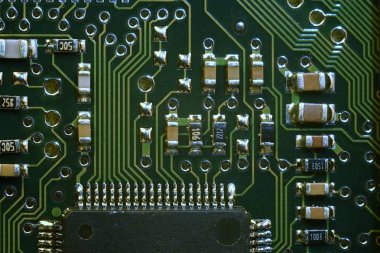 Yeşil Pcb kapatmak microcircuit makroyu oluşturan, devre kartı