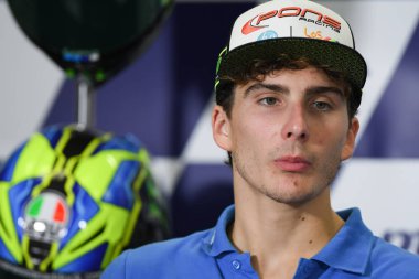 Buriram, Tayland - 6 Ekim 2018: Lorenzo Baldassarri pons hp40 takım basın toplantısında daha önce hak BK Tayland grand prix 2018 chang Uluslararası pistinde 