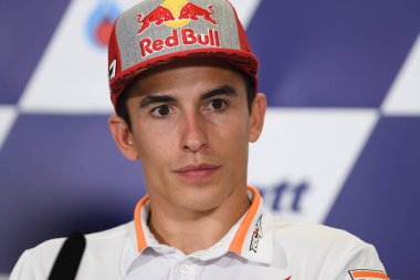Buriram, Tayland - 6 Ekim 2018:Marc Marquez repsol honda takımı basın toplantısı BK Tayland grand prix 2018 chang Uluslararası pistinde öncesinde üzerinde 