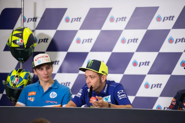 Buriram Thailand Oktober 2018 Valentino Rossi Movista Yamaha Team Persconferentie — Stockfoto