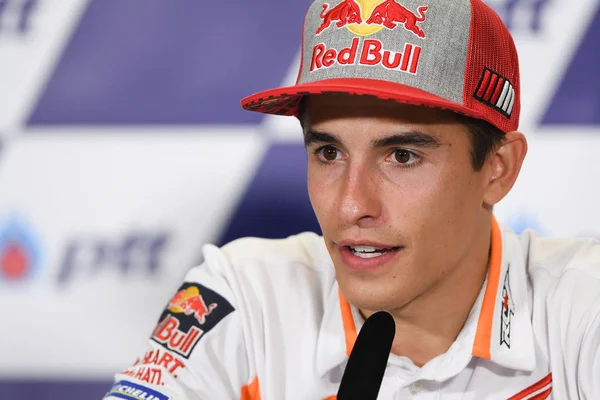 Buriram, Tayland - 6 Ekim 2018:Marc Marquez repsol honda takımı basın toplantısı BK Tayland grand prix 2018 chang Uluslararası pistinde öncesinde üzerinde 