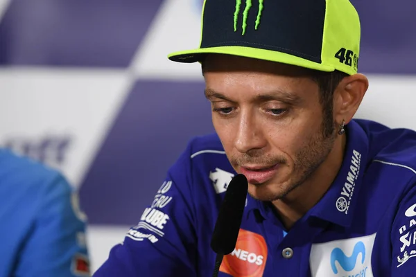 Buriram Thailand Oktober 2018 Valentino Rossi Movista Yamaha Team Persconferentie — Stockfoto