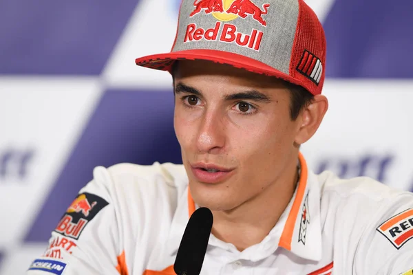 Buriram, Tayland - 6 Ekim 2018:Marc Marquez repsol honda takımı basın toplantısı BK Tayland grand prix 2018 chang Uluslararası pistinde öncesinde üzerinde 