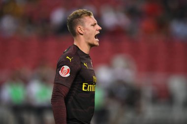 Kallang-Singapur-26Jul2018: Bernd leno # 19 cephanelik oyuncusu icc2018 'de atletico de madrid' e karşı ulusal stadyum, Singgapur