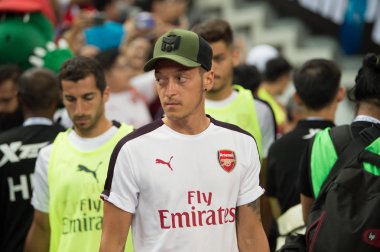 Kallang-Singapur-26Jul2018: Mesut ozil # 10 cephanelik oyuncusu icc2018 'de atletico de madrid' e karşı ulusal stadyum, Singapur