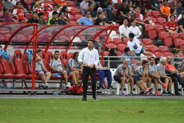 Kallang-Singapur-26Jul2018: Diego simeone, Atletico Madrid 'in baş antrenörüdür.