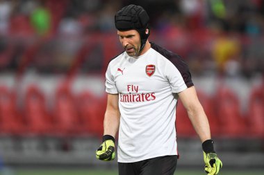 Kallang-Singapur-26Jul2018: Petr cech # 1 cephanelik oyuncusu icc2018 'de atletico de madrid' e karşı ulusal stadyum, Singgapur