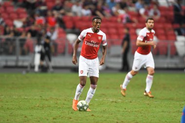 Kallang-Singapur - 26 Temmuz 2018: Joe willock #59 oyuncu icc2018 de Fenerbahçe Singapur Ulusal Stadyumu'nda karşı arsenal arasında sırasında eylem Arsenal