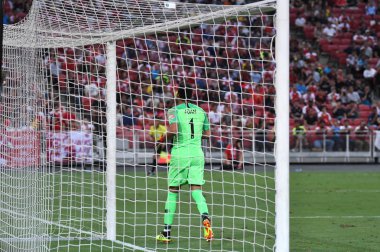 Kallang-Singapur-26Jul2018: Antonio adan # 1 Atletico Madrid Oyuncusu buz 2018 'den önce atletico de madrid Ulusal Stadyumu, Singapur' daki cephaneliğe karşı savaştı