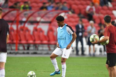 Kallang-Singapur - 26 Temmuz 2018: Reiss nelson oyuncu icc2018 de Fenerbahçe Singapur Ulusal Stadyumu'nda karşı arsenal arasında sırasında eylem Arsenal