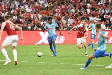 Kallang-Singapur-26Jul2018: Thomas Party # 5 Atletico Madrid oyuncusu 2018 'den önce atletico de Madrid' e karşı ulusal stadyum, Singgapur 'da oynuyordu.