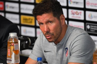 Kallang-Singapur-26Jul2018: Diego simeone, Atletico Madrid 'in baş antrenörü.