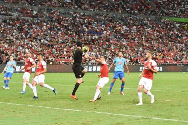 Kallang-Singapur-26Jul2018: Petr cech # 1 cephanelik oyuncusu icc2018 'de atletico de madrid' e karşı ulusal stadyum, Singgapur