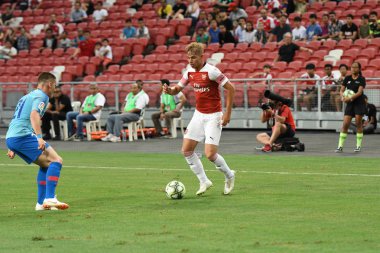 Kallang-Singapur-26Jul2018: Emile smith rowe # 55 Cephanelik oyuncusunun icc2018 'de atletico de madrid' e karşı ulusal stadyum, Singgapur