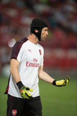 Kallang-Singapur-26Jul2018: Petr cech # 1 cephanelik oyuncusu icc2018 'de atletico de madrid' e karşı ulusal stadyum, Singgapur