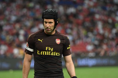 Kallang-Singapur-26Jul2018: Petr cech # 1 cephanelik oyuncusu icc2018 'de atletico de madrid' e karşı ulusal stadyum, Singgapur