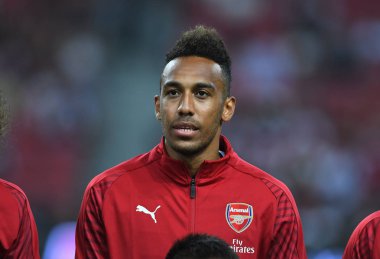 Kallang-Singapur-26Jul2018: Pierre-Emerick Aubameyang # 14 numaralı cephanelik oyuncusu icc2018 'de atletico de Madrid' e karşı ulusal stadyum, Singapur