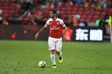 Kallang-Singapur-26Jul2018: Henrikh mkhitaryan # 7 cephanelik oyuncusunun icc2018 'de atletico de madrid' deki ulusal stadyumdaki cephaneliğe karşı eylemde olması