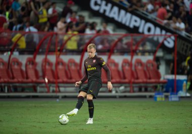 Kallang-Singapur-26Jul2018: Bernd leno # 19 cephanelik oyuncusu icc2018 'de atletico de madrid' e karşı ulusal stadyum, Singgapur