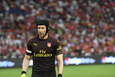 Kallang-Singapur-26Jul2018: Petr cech # 1 cephanelik oyuncusu icc2018 'de atletico de madrid' e karşı ulusal stadyum, Singgapur