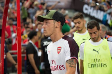 Kallang-Singapur-26Jul2018: Mesut ozil # 10 cephanelik oyuncusu icc2018 'de atletico de madrid' e karşı ulusal stadyum, Singapur