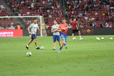 Kallang-Singapur-26Jul2018: Luciano Vietto # 17 Atletico Madrid Oyuncusu icc2018 'den önce atletico de Madrid Ulusal Stadyumu, Singapur' daki Cephanelik Arsenal maçında