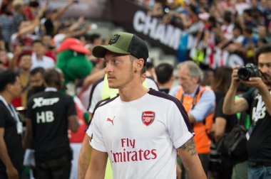Kallang-Singapur-26Jul2018: Mesut ozil # 10 cephanelik oyuncusu icc2018 'de atletico de madrid' e karşı ulusal stadyum, Singapur