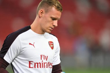 Kallang-Singapur - 26 Temmuz 2018: Bernd leno oyuncu icc2018 de Fenerbahçe Singapur Ulusal Stadyumu'nda karşı arsenal arasında sırasında eylem Arsenal