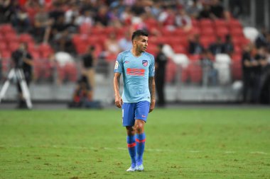 Kallang-Singapur-26Jul2018: Angel correa # 11 Atletico Madrid Oyuncusu icc2018 'den önce atletico de Madrid Ulusal Stadyumu, Singapur' daki Cephanelik Arsenal maçında