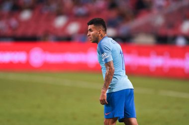 Kallang-Singapur-26Jul2018: Angel correa # 11 Atletico Madrid Oyuncusu icc2018 'den önce atletico de Madrid Ulusal Stadyumu, Singapur' daki Cephanelik Arsenal maçında