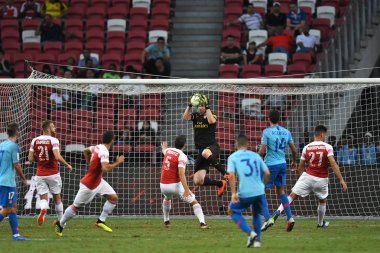 Kallang-Singapur-26Jul2018: Petr cech # 1 cephanelik oyuncusu icc2018 'de atletico de madrid' e karşı ulusal stadyum, Singgapur
