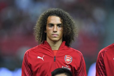Kallang-Singapur-26Jul2018: Matteo guendouzi # 29 cephanelik oyuncusu icc2018 'de atletico de madrid' e karşı ulusal stadyum, Singgapur