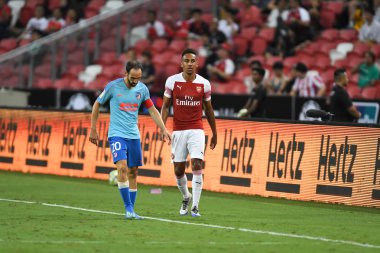 Kallang-Singapur-26Jul2018: Pierre-Emerick Aubameyang # 14 numaralı cephanelik oyuncusu icc2018 'de atletico de Madrid' e karşı ulusal stadyum, Singapur
