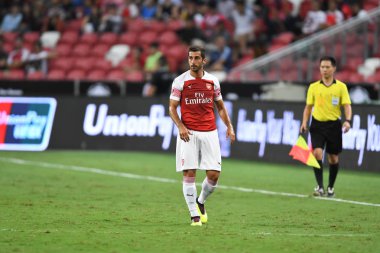 Kallang-Singapur-26Jul2018: Henrikh mkhitaryan # 7 cephanelik oyuncusunun icc2018 'de atletico de madrid' deki ulusal stadyumdaki cephaneliğe karşı eylemde olması