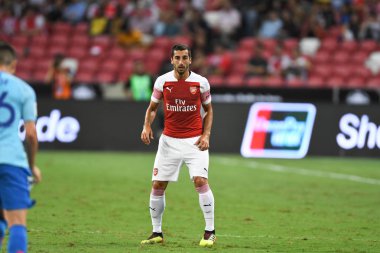Kallang-Singapur-26Jul2018: Henrikh mkhitaryan # 7 cephanelik oyuncusunun icc2018 'de atletico de madrid' deki ulusal stadyumdaki cephaneliğe karşı eylemde olması