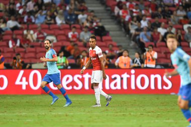 Kallang-Singapur-26Jul2018: Pierre-Emerick Aubameyang # 14 numaralı cephanelik oyuncusu icc2018 'de atletico de Madrid' e karşı ulusal stadyum, Singapur