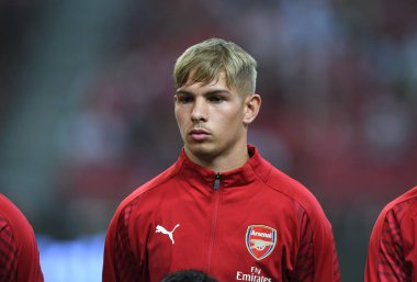 Kallang-Singapur-26Jul2018: Emile smith rowe # 55 Cephanelik oyuncusunun icc2018 'de atletico de madrid' e karşı ulusal stadyum, Singgapur