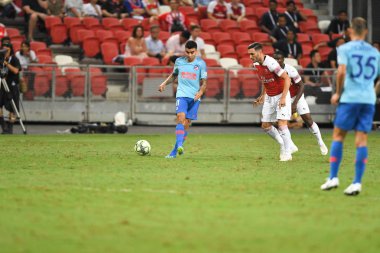 Kallang-Singapur-26Jul2018: Angel correa # 11 Atletico Madrid Oyuncusu icc2018 'den önce atletico de Madrid Ulusal Stadyumu, Singapur' daki Cephanelik Arsenal maçında
