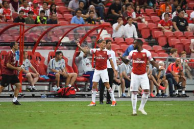 Kallang-Singapur-26Jul2018: Hector bellerin # 2 cephanelik oyuncusu icc2018 'de atletico de madrid' e karşı ulusal stadyum, Singapur