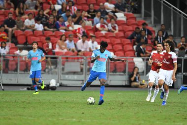 Kallang-Singapur-26Jul2018: Thomas Party # 5 Atletico Madrid oyuncusu 2018 'den önce atletico de Madrid' e karşı ulusal stadyum, Singgapur 'da oynuyordu.