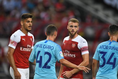 Kallang-Singapur-26Jul2018: Calum odaları # 21 cephanelik oyuncusu icc2018 'de atletico de madrid' e karşı ulusal stadyum, Singapur 'da savaşıyor.