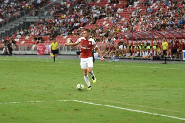Kallang-Singapur-26Jul2018: Aaron Ramsey # 8 Arsenal oyuncusu icc2018 'de atletico de madrid' e karşı ulusal stadyum, Singgapur 'da oynuyordu.
