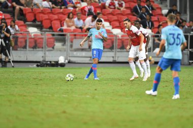Kallang-Singapur-26Jul2018: Angel correa # 11 Atletico Madrid Oyuncusu icc2018 'den önce atletico de Madrid Ulusal Stadyumu, Singapur' daki Cephanelik Arsenal maçında