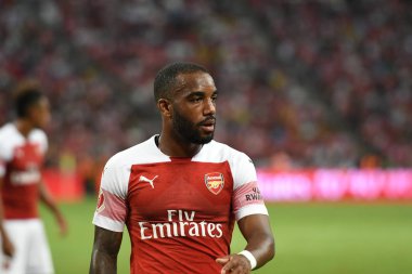 Kallang-Singapur-26Jul2018: Alexandre lacazette # 9 cephanelik oyuncusunun icc2018 'de atletico de madrid' e karşı ulusal stadyum, Singapur