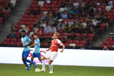 Kallang-Singapur-26Jul2018: Emile smith rowe # 55 Cephanelik oyuncusunun icc2018 'de atletico de madrid' e karşı ulusal stadyum, Singgapur